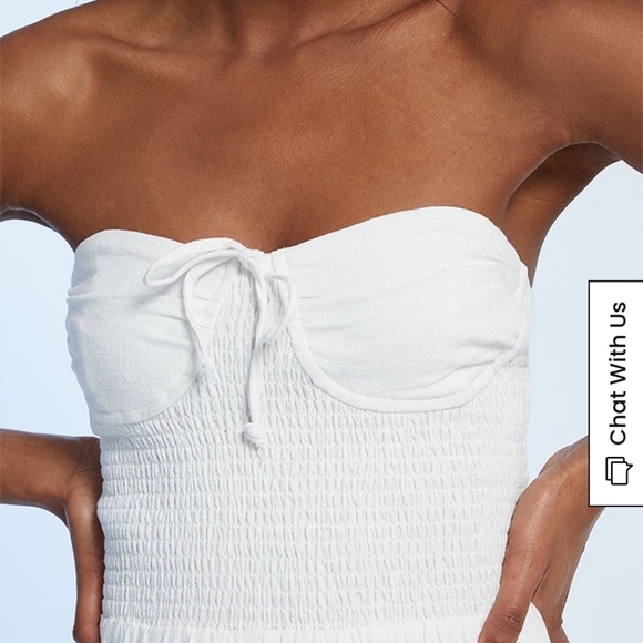 PACSUN LA Hearts Strapless Smocked Bodice Romper in white. Size XS NWT - Picture 5 of 15